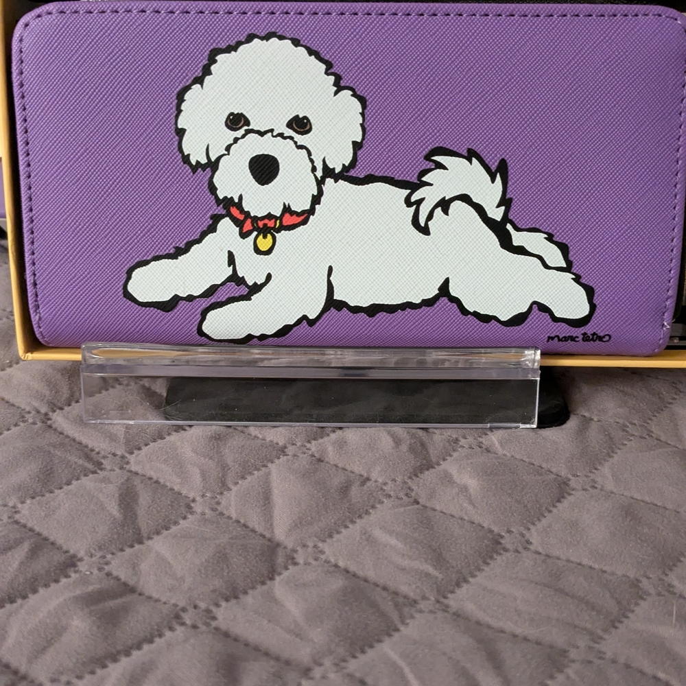 Marc Tetro Chic Purple and White Wallet 9" X  5.5"